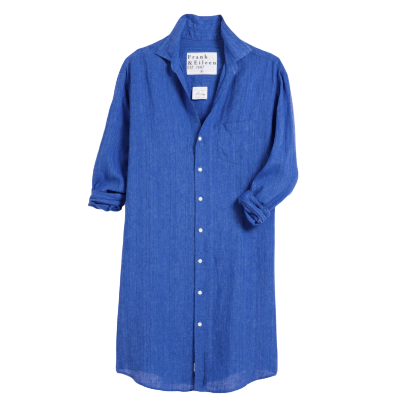 Frank & Eileen MARY Classic Shirtdress SOLID BRIGHT BLUE LINEN