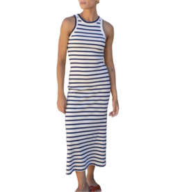 Emerson Fry Racerback Tank Dress Maxi Navy Stripe Rib
