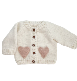 The Blueberry Hill Heart Cardigan Blush