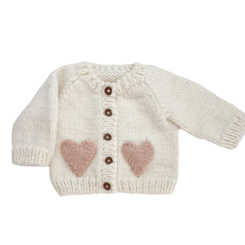 The Blueberry Hill Heart Cardigan Blush