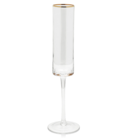 Optic Champagne Flute w/ Gold  Rim S/4