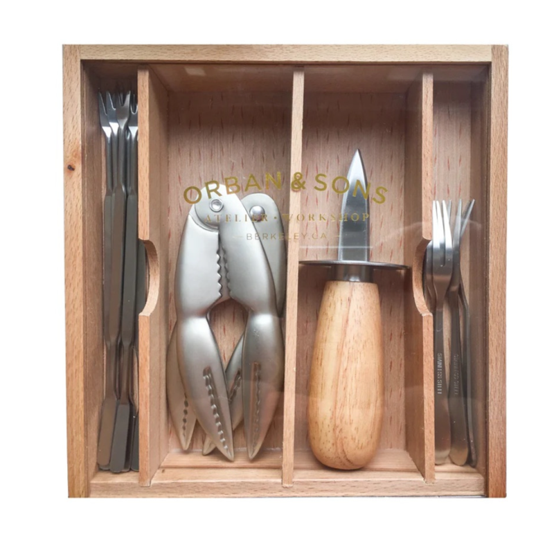 BE HOME French Dry Goods 12pc Seafood Set in Wooden Box w/Acrylic Lid