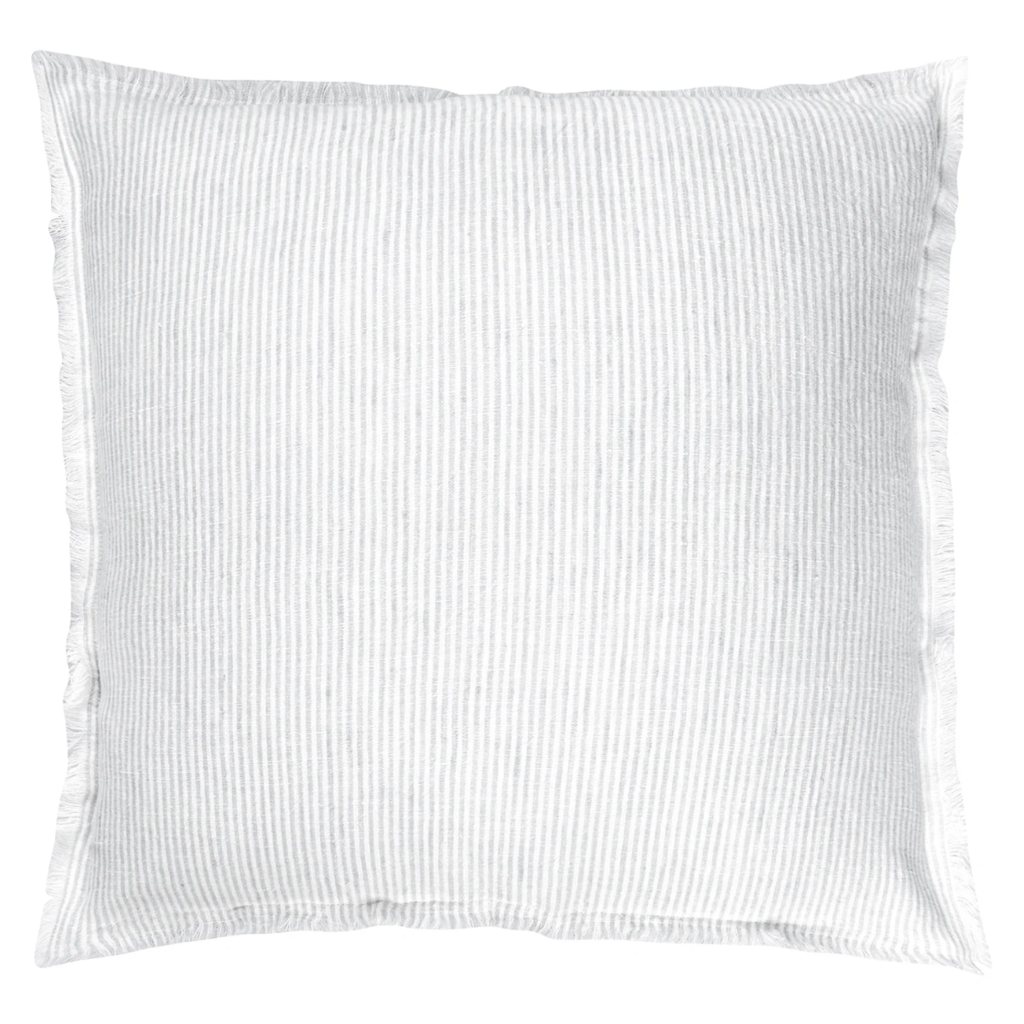 Anaya GREY PINSTRIPE LINEN PILLOW 20X20 DOWN ALTERNATIVE INSERT