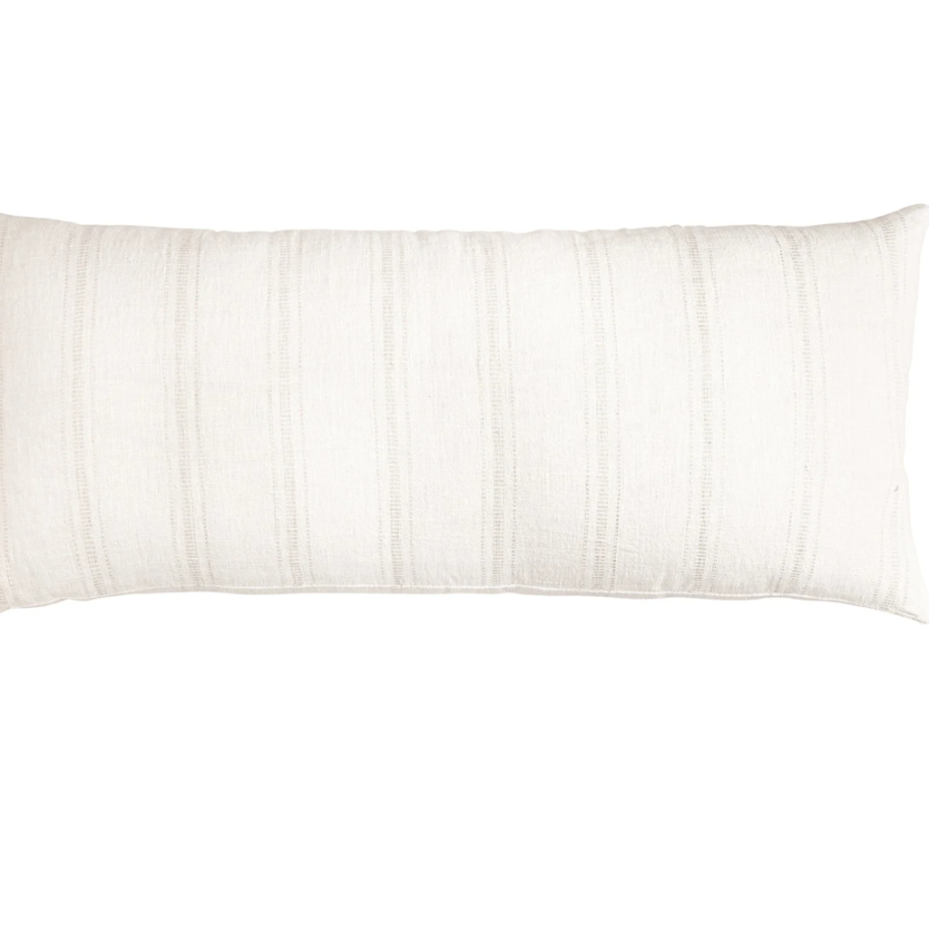 Anaya WHITE W BEIGE STRIPES LINEN PILLOW 13X30