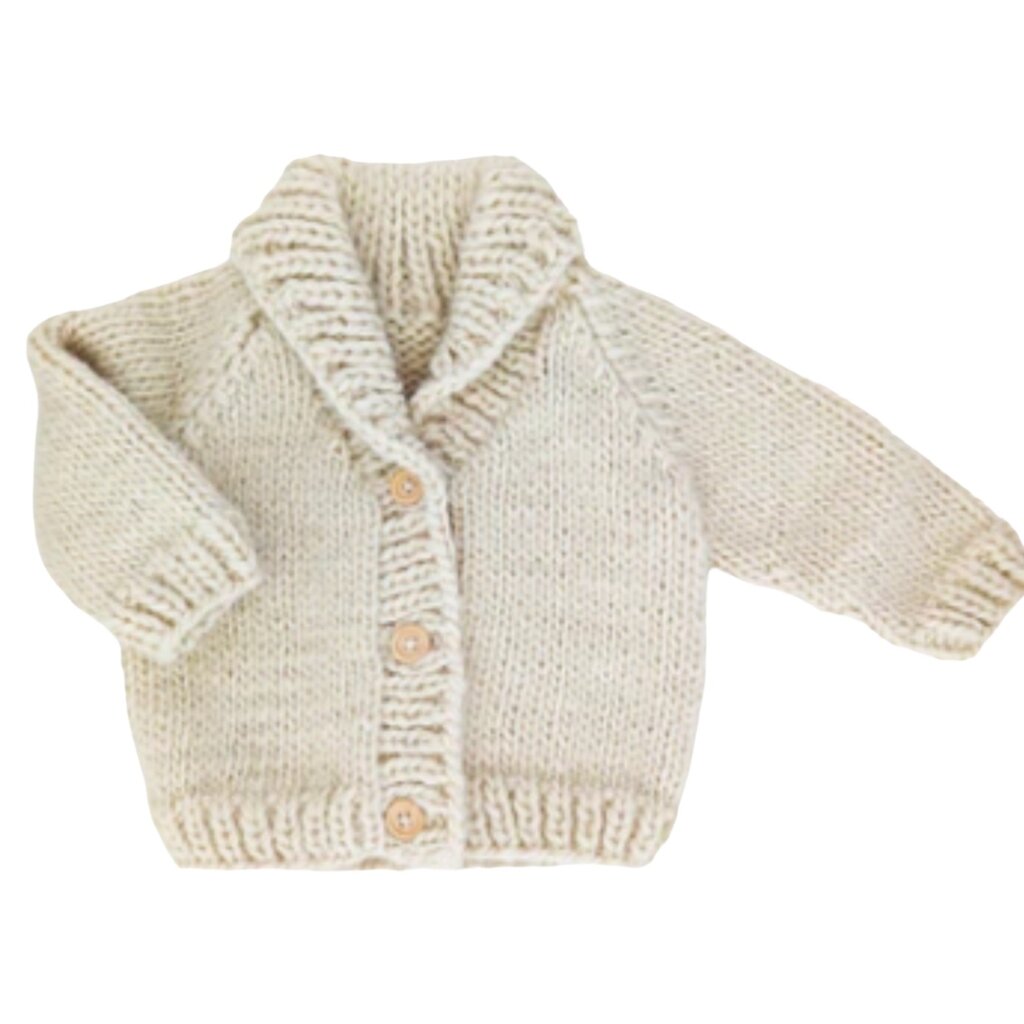 Huggalugs Shawl Collar Natural Cardigan Sweater
