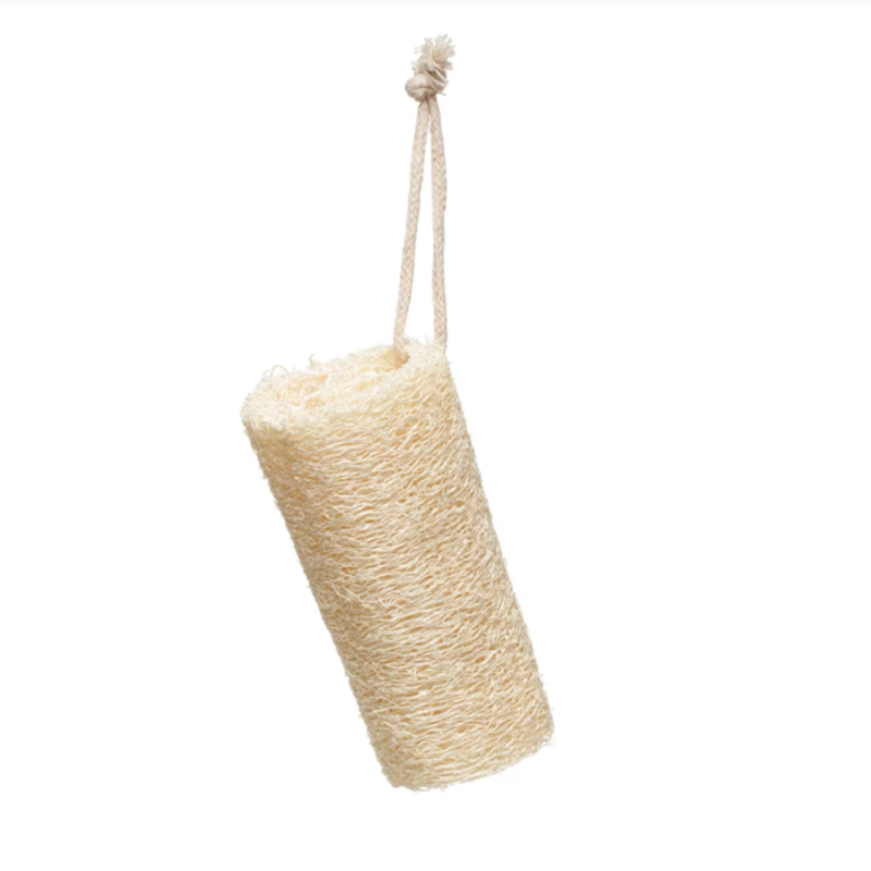 Loofa Brush with Cotton Rope Hanger, Natural