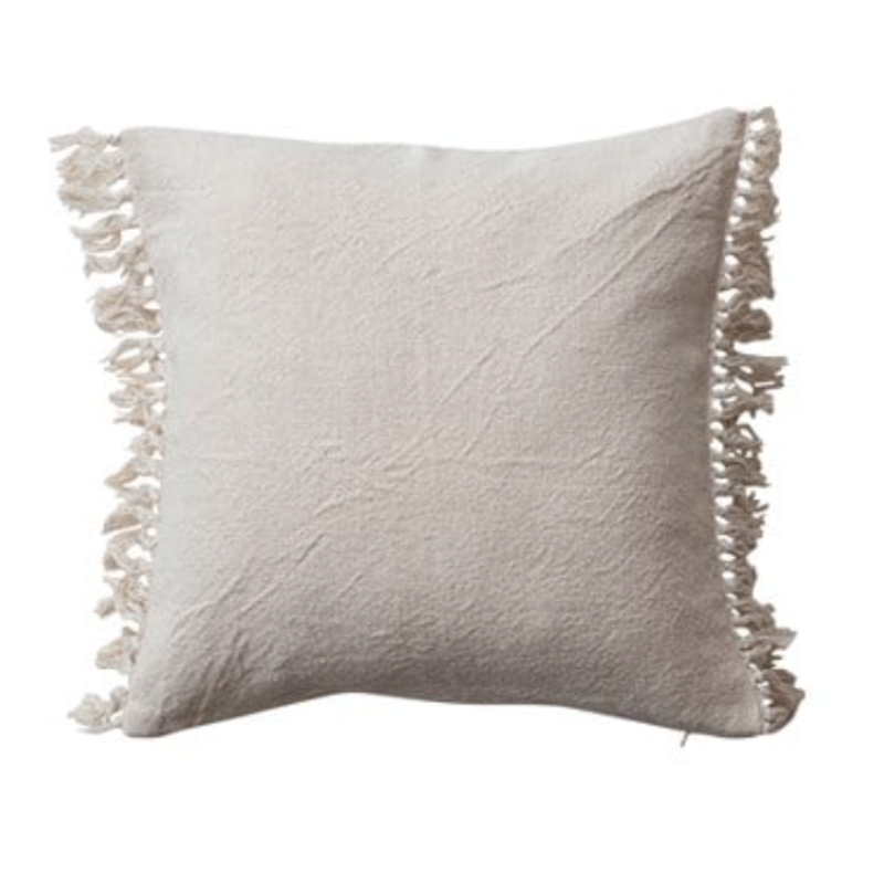 20" Square Cotton Pillow w/ Fringe