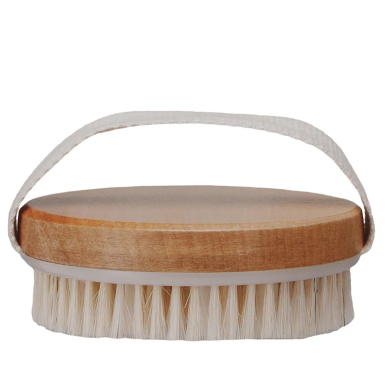 Cherry Wood Body Brush w/ Handle, Natural
