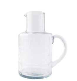 Etched glass pitcher