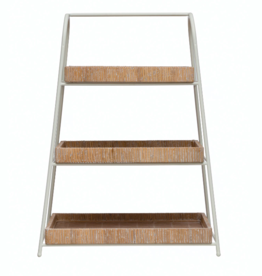 Decorative Metal, Wood and Bamboo 3-Tier Tray with Removable Trays