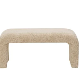 Bouclé Fabric Upholstered Waterfall Bench