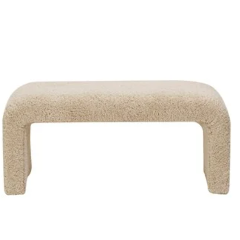 Bouclé Fabric Upholstered Waterfall Bench