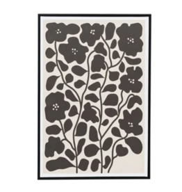 MDF Framed Textured Paper Wall Décor w/ Flowers