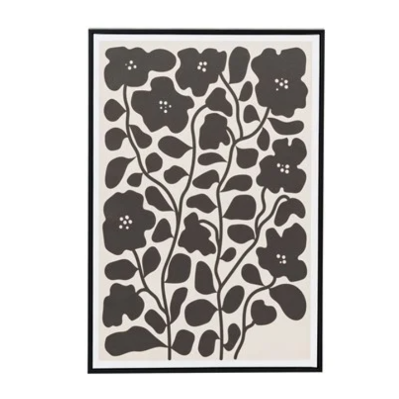 MDF Framed Textured Paper Wall Décor w/ Flowers