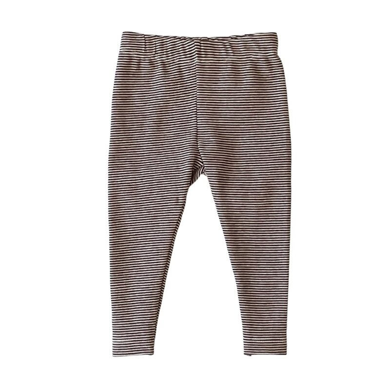 Viverano Rib Knit Stripe Baby Legging Pants Dark Brown Stripe