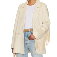 SHOW ME YOUR MUMU Sierra Fringe Jacket Cream Faux Suede