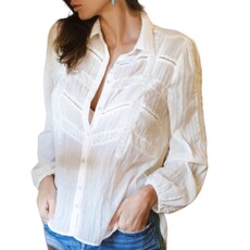 3/4 SLV HI-LO SHIRT W/ LACE TRIMS