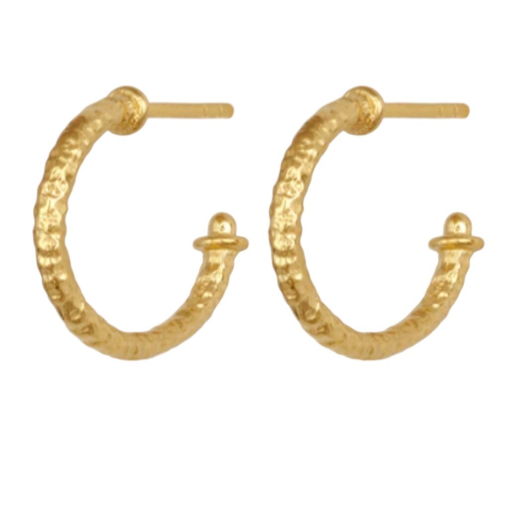 Temple Of The Sun Molten Hoop Earrings Gold Vermeil