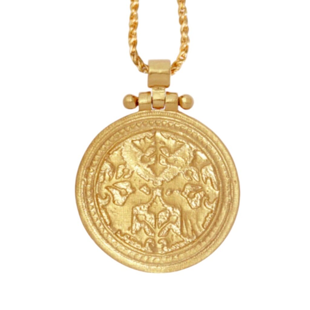 Temple Of The Sun Peacock Necklace Gold Vermeil