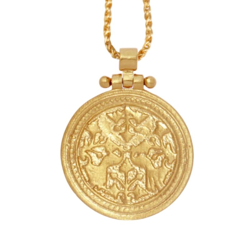 Temple Of The Sun Peacock Necklace Gold Vermeil