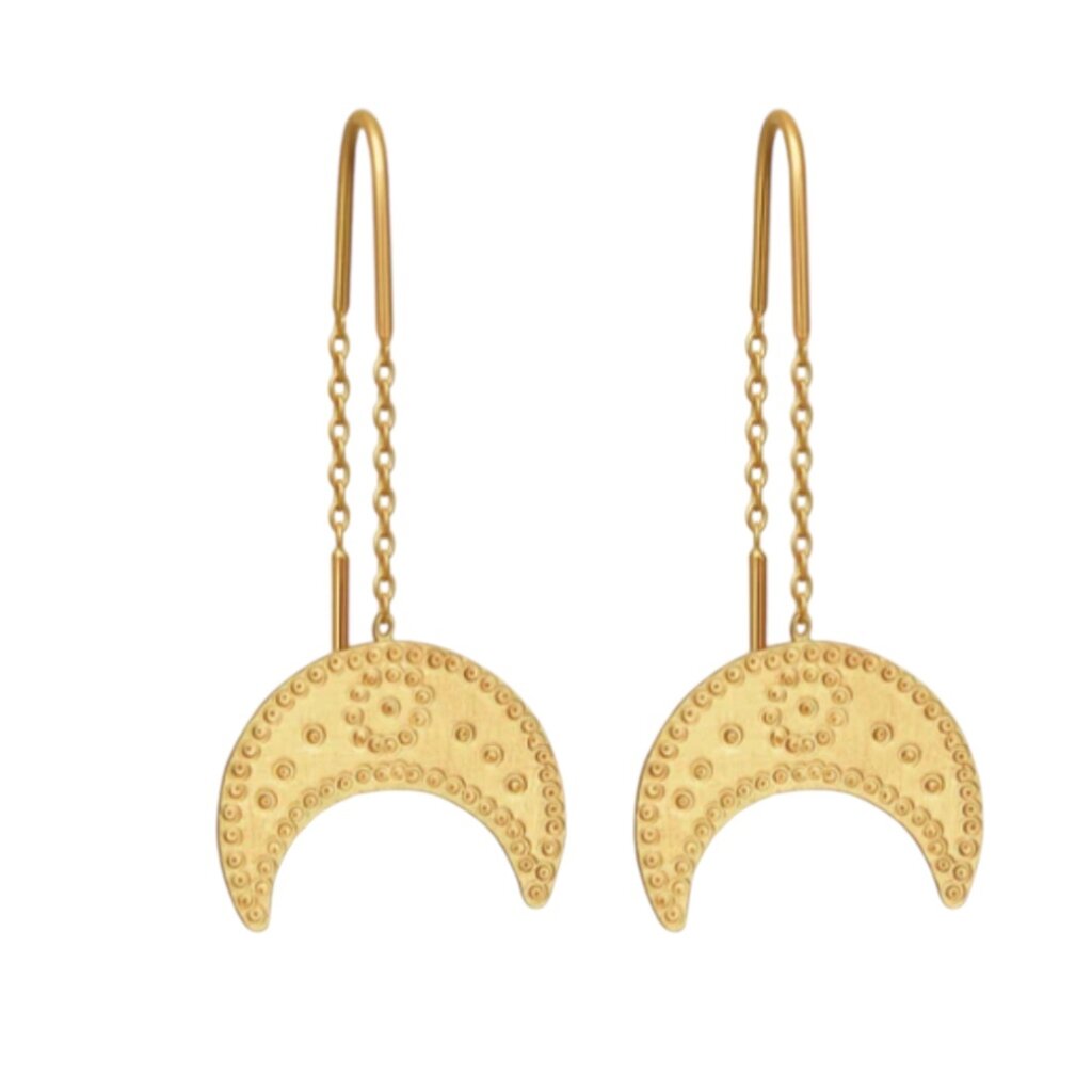 Temple Of The Sun Hanging Moon Earrings Gold Vermeil