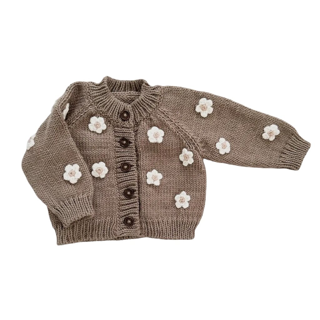 The Blueberry Hill Flower Cardigan Tan