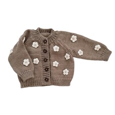 The Blueberry Hill Flower Cardigan Tan