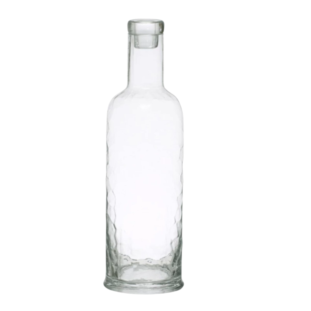 3-1/2" Round x 11-1/4"H 32 oz. Hammered Glass Carafe w/ Stopper