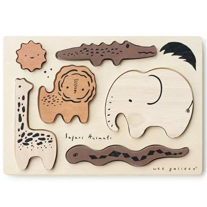 WEE GALLERY WOODEN TRAY PUZZLE SAFARI