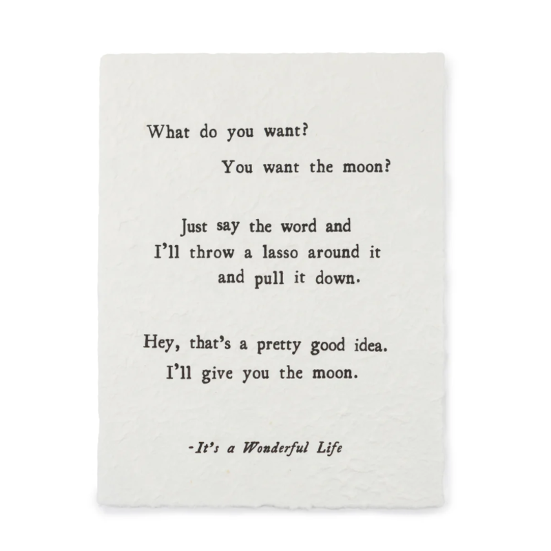 Sugarboo What Do You Want? (It's A Wonderful Life) Handmade Paper Print - 12"x16"