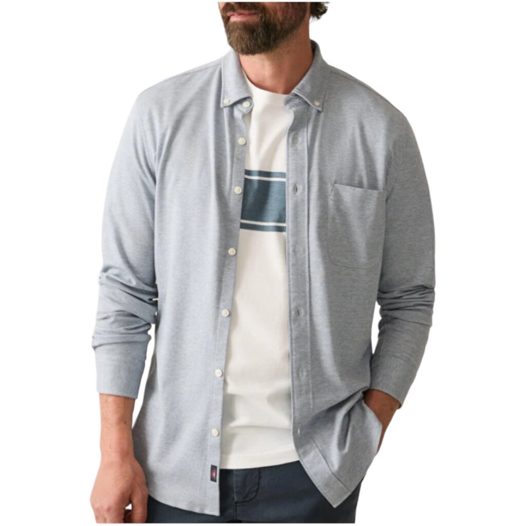 Faherty FOR HIM COASTLINE KNIT SHIRT OCEANSIDE BLUE