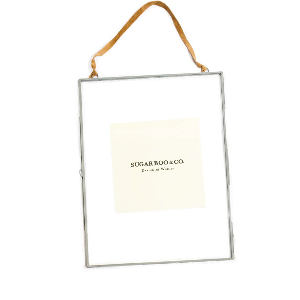 Sugarboo Zinc Vertical Glass Zinc Hanging Frame w Suede 14.5" x 19"