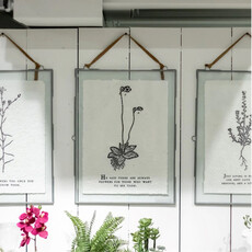 Sugarboo Zinc Vertical Glass Zinc Hanging Frame w Suede 14.5" x 19"