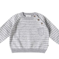 Viverano Milan Raglan Button Knit Baby Pullover Sweater Heather Grey Stripe