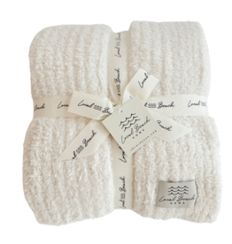LOCAL BEACH Solid Ribbed Luxe Home Cozy Blanket CREAM