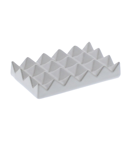 Ceramic Soap Dish - Raised Pyramid, Rectangle - Matte White