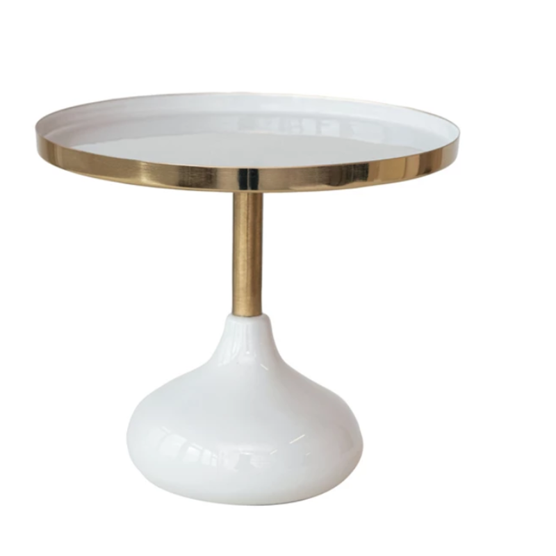 9-3/4" Round x 9-1/4"H Enameled Metal Pedestal