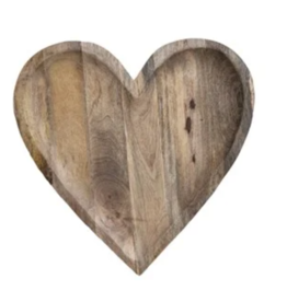 13-1/2"L x 13-1/4"W Mango Wood Heart Shaped Bowl,Natural
