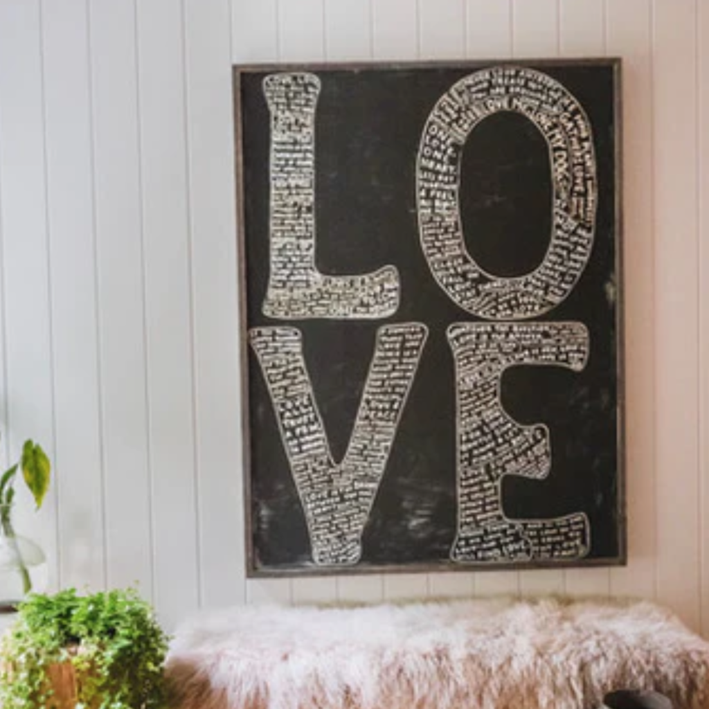 Sugarboo Art Print - L-O-V-E (BLACK OVERSIZED) - Grey Wood - 42.5" x 56.5"