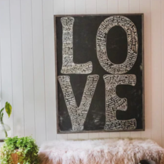 Sugarboo Art Print - L-O-V-E (BLACK OVERSIZED) - Grey Wood - 42.5" x 56.5"