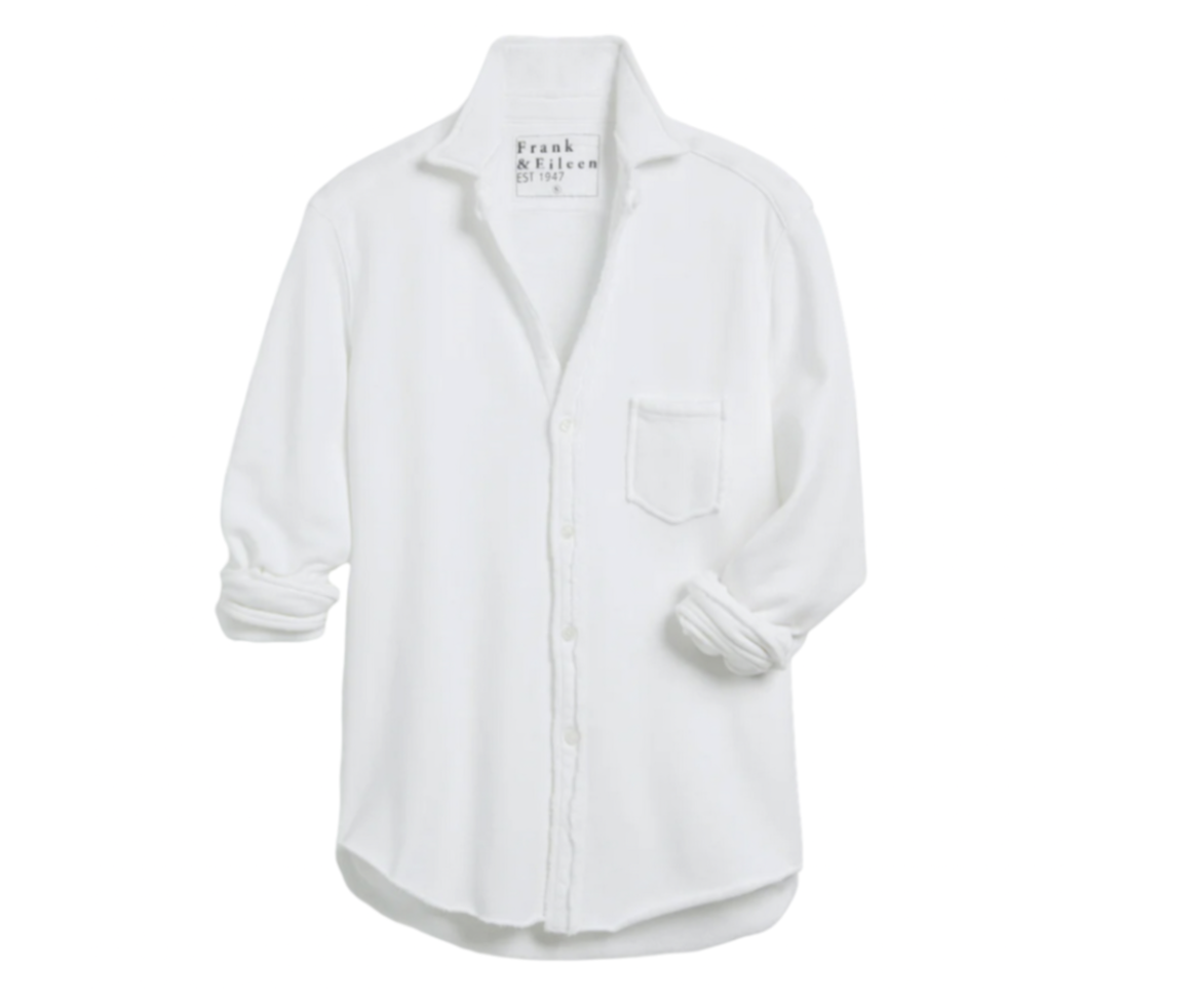 美品 Frank&Eileen EILEEN コットン 白シャツ 長袖 ゆったり Eileen TRIPLE FLEECE Relaxed Button Up WHITE - Main St Mercantile