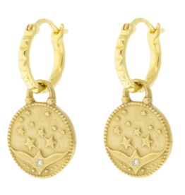 Lulu AURORA YELLOW BRONZE HOOP W DIAMOND EARRING