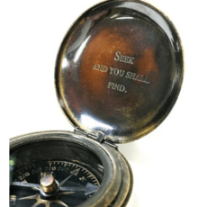 Sugarboo Seek and You Shall Find Push Button Compass w Leather Pouch