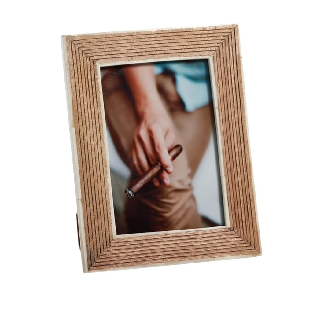 Ribbed Mango Wood Frame w/ White Bone Inside Boarder 5x7