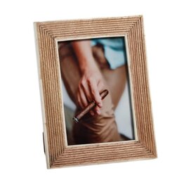 Ribbed Mango Wood Frame w/ White Bone Inside Boarder 5x7