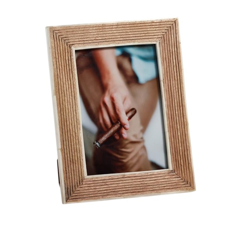 Ribbed Mango Wood Frame w/ White Bone Inside Boarder 5x7