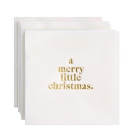 A Merry Little Christmas Gold Foil Cocktail Napkins