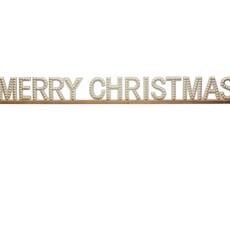 54"L x 6"H Fir Wood Hobnail Mantel Sign "Merry Christmas", White & Natural