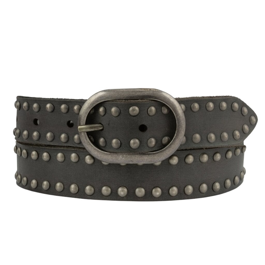 ZWIER OVAL BUCKLE LEATHER BELT DARK GREY