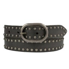 ZWIER OVAL BUCKLE LEATHER BELT DARK GREY